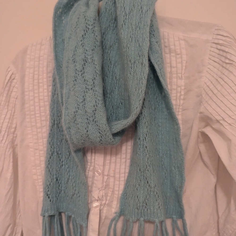 🩵 Angora Rabbit Scarf Teal Soft Knit